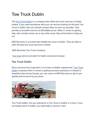 Tow Truck Dublin