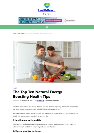 The top Ten Natural Energy boosting heath tips