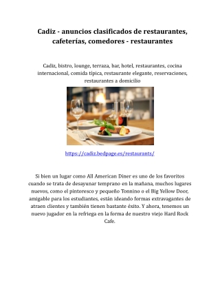 Cadiz - anuncios clasificados de restaurantes, cafeterías, comedores - restaurantes