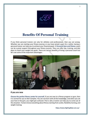 Benefits Of Personal Training