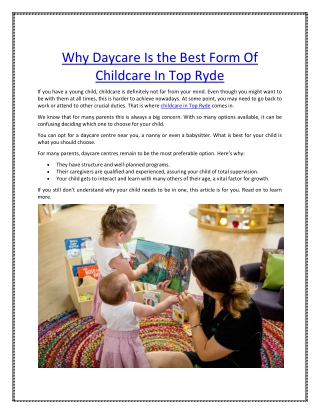 Childcare Top Ryde