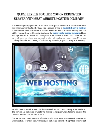Quick Review to Guide you on Dedicated Server with Best Website Hosting Company