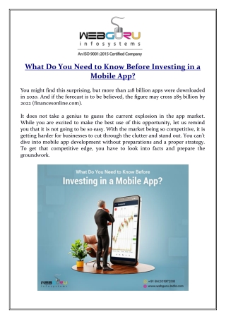 What Do You Need to Know Before Investing in a Mobile App?