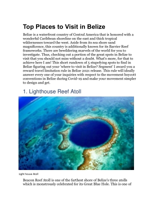 Top Places to Visit in Belize