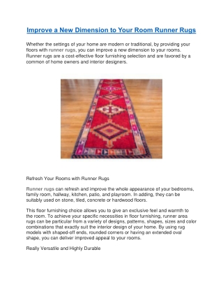 Improve a New Dimension to Your Room Runner Rugs