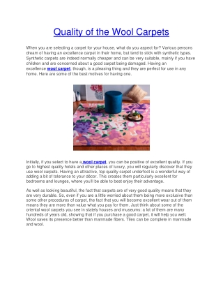 Quality of the Wool Carpets