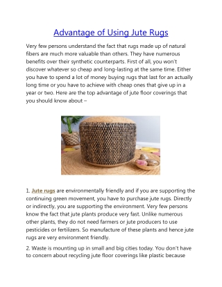 Advantage of Using Jute Rugs