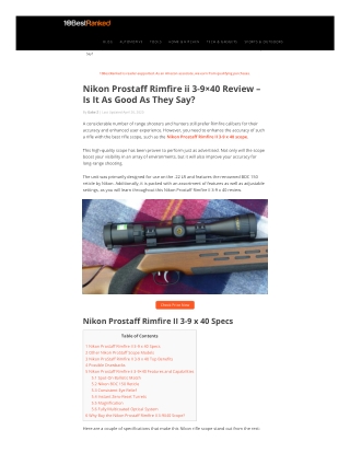 Nikon Prostaff Rimfire ii 3-9×40 Review
