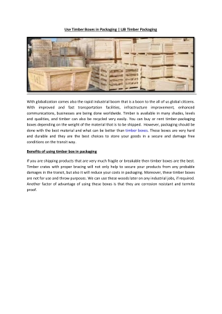 Use Timber Boxes in Packaging