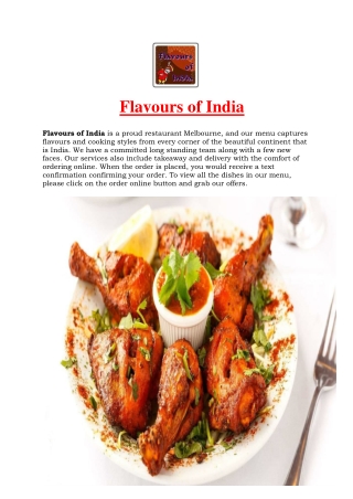 Flavours of India - 5% off - Indian takeaway Alice Springs, NT