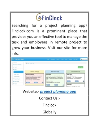 Project Planning App | Finclock.com