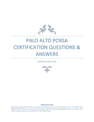 Palo Alto PCNSA Certification Questions & Answers [UPDATED]