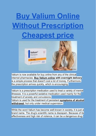 Buy Valium Online Without Prescription Cheapest price