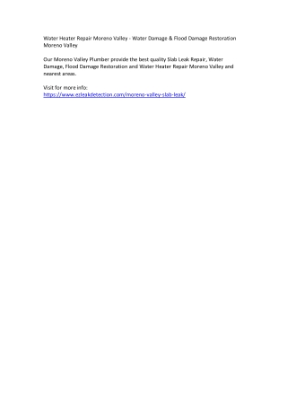 Water Heater Repair Moreno Valley - Water Damage & Flood Damage Restoration More