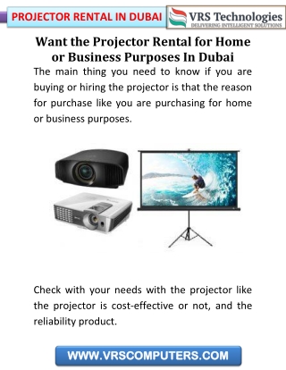 Want the Projector Rental for Home or Business Purposes In Dubai