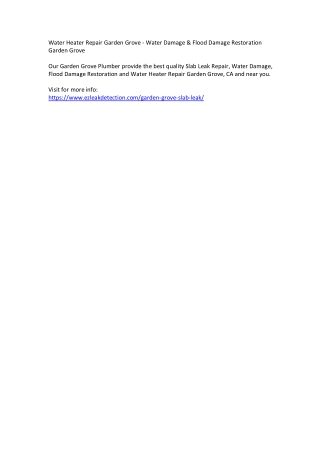 Water Heater Repair Garden Grove - Water Damage & Flood Damage Restoration Garde
