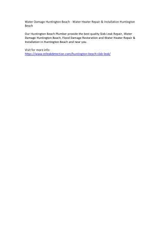 Water Damage Huntington Beach - Water Heater Repair & Installation Huntington Be