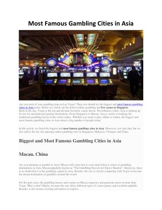 Most Famous Gambling Cities in Asia