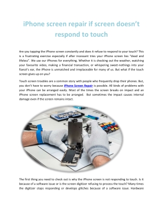 iPhone screen repair if screen doesn’t respond to touch