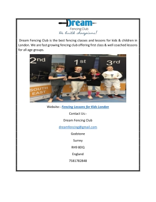 First Class Fencing Classes and Lessons for Kids in London