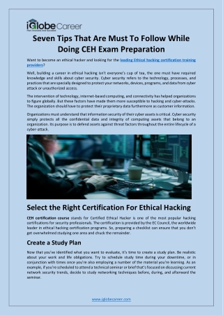 Seven Tips That Are Must To Follow While Doing CEH Exam Preparation