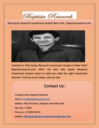 Side Equity Research Investment Analyst New York  Baptistaresearch.com