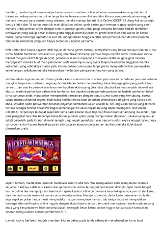 Website Game Slot Online JOKER123 Terbaik Kenyataan Kalau Mampu Mengubah Kodrat