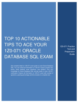 Top 10 Actionable Tips to Ace Your 1Z0-071 Oracle Database SQL Exam