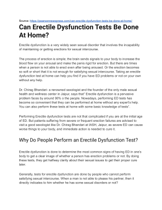 Can Erectile Dysfunction Tests Be Done At Home_