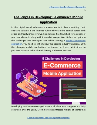 Challenges in Developing E-Commerce Mobile Application