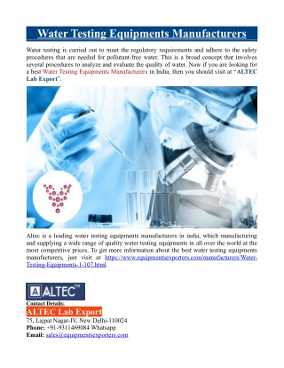 Water Testing Equipments Manufacturers