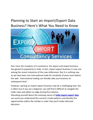 Import Export Data Consultant