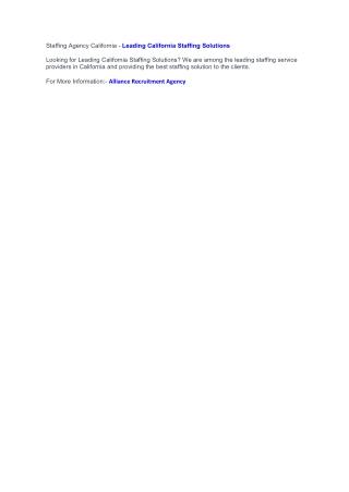 Staffing Agency California - California Staffing Solutions