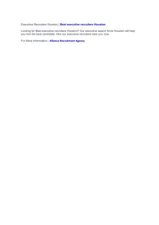 Executive Recruiters Houston | Executive Search Firms Houston