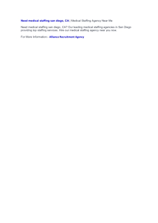 Medical Staffing Agency San Diego CA | Medical Staffing Agency Near Me