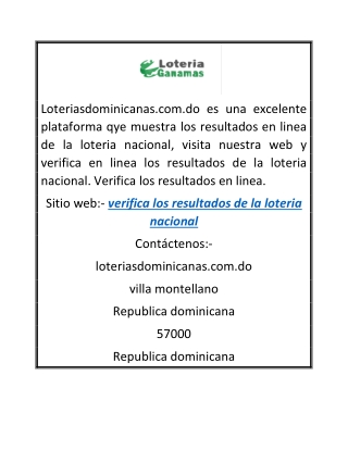 Verifica los resultados en linea de la loteria nacional