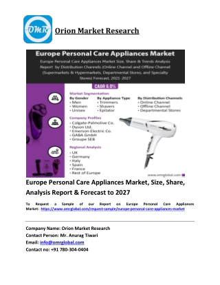 Europe Personal Care Appliances Market Trends, Size, Competitive Analysis and Fo