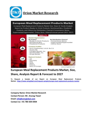 European Meal Replacement Products Market Trends, Size, Competitive Analysis and