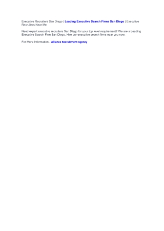 Executive Recruiters San Diego | Executive Search Firms San Diego | Executive Re