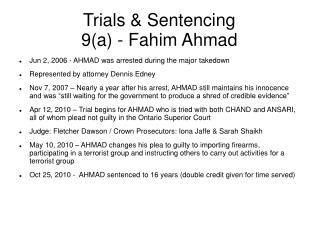Trials &amp; Sentencing 9(a) - Fahim Ahmad