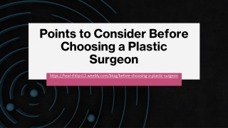 Points to Consider Before Choosing a Plastic Surgeon