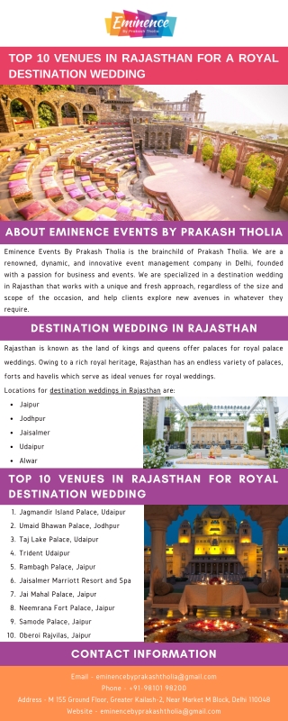 Top 10 Venues in Rajasthan for a Royal Destination Wedding