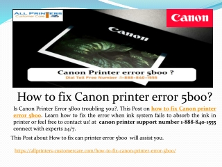 Fix Canon Printer Error 5b00 Quickly - Call 1-888-840-1555