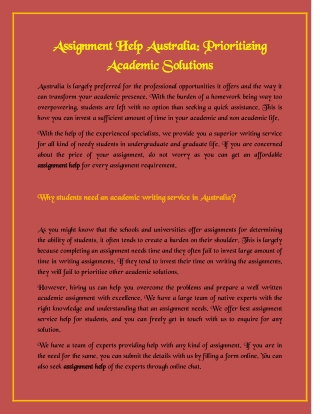 Assignment Help Australia - Prioritizing Academic Solutions