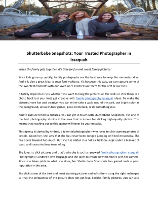 Shutterbabe Snapshots-Your Trusted Photographer in Issaquah