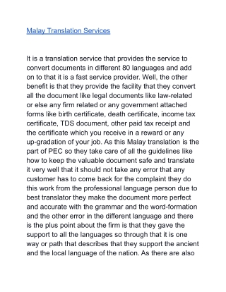 Malay Translation Services