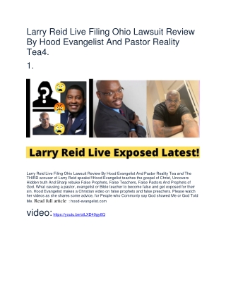 Larry Reid Live Filing Ohio Lawsuit Review By Hood Evangelist And Pastor Reality