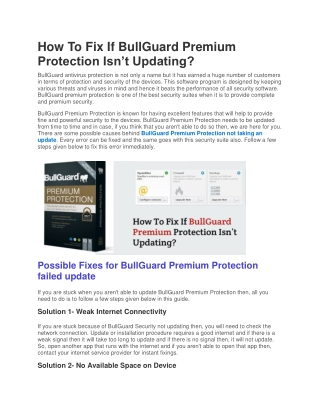 How To Fix If BullGuard Premium Protection Isn’t Updating?