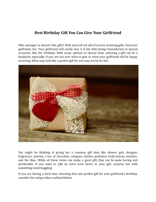 Best Birthday Gift You Can Give Your Girlfriend