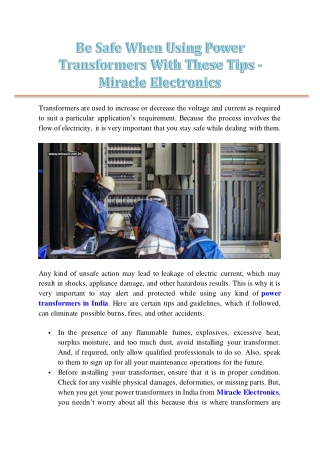 Be Safe When Using Power Transformers With These Tips - Miracle Electronics